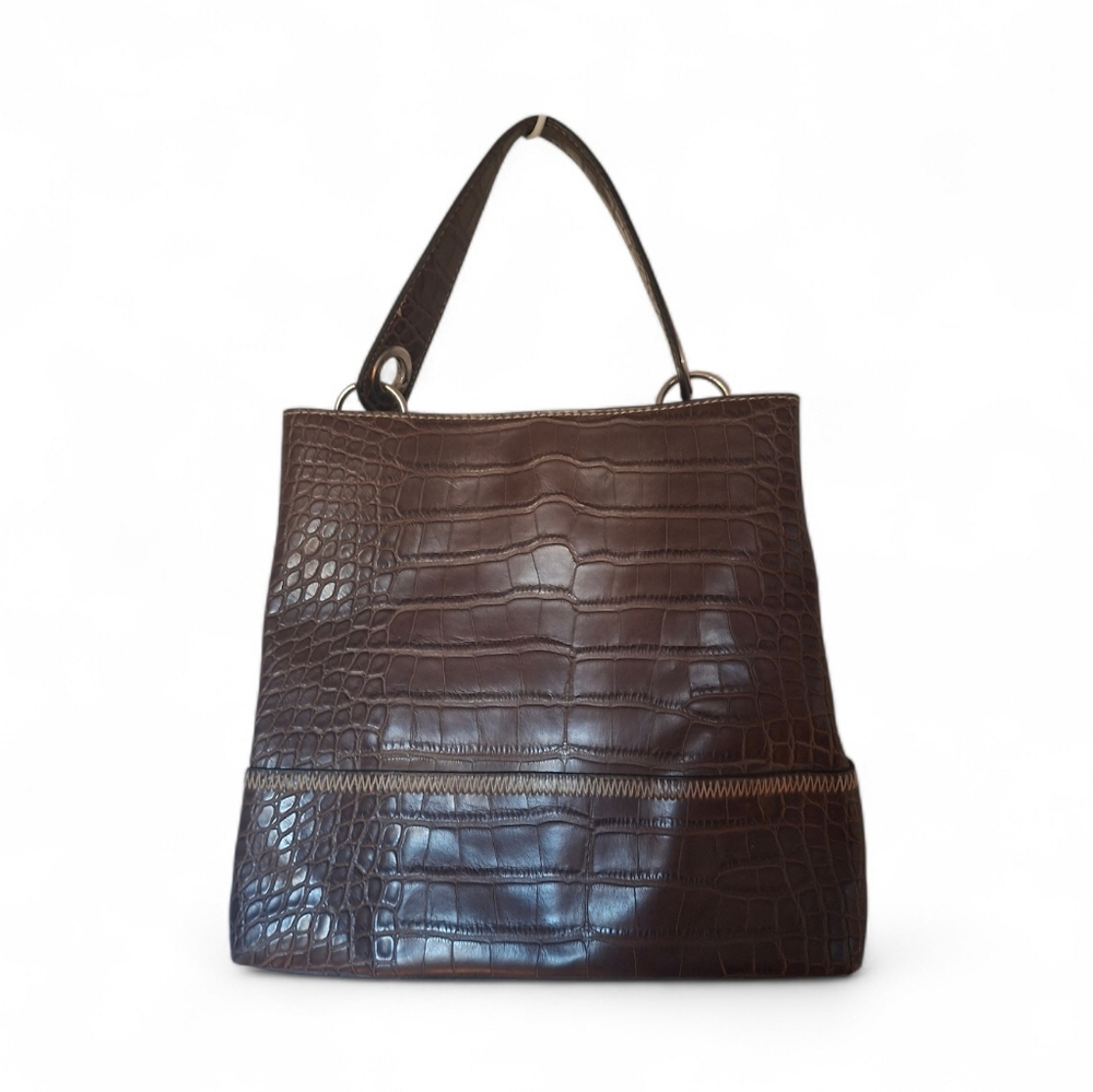 Tommy Hilfiger Brown Croc Embossed Purse